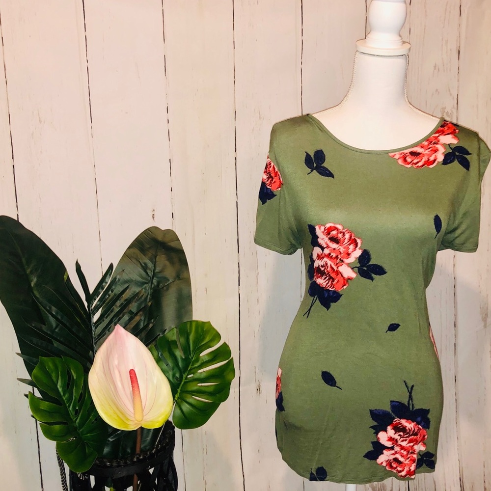 MAURICES GREEN FLORAL TOP